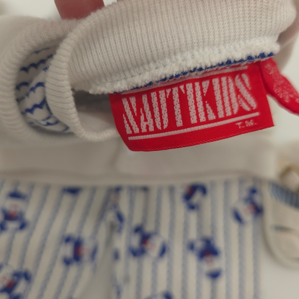 NautiKids Vintage 4pc Nautical Set Sailor Bear Striped Pants Shoes Boys 3-6M - Picture 7 of 8